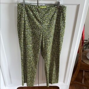 Sigrid Olsen Green and White Cropped Ankle Pants